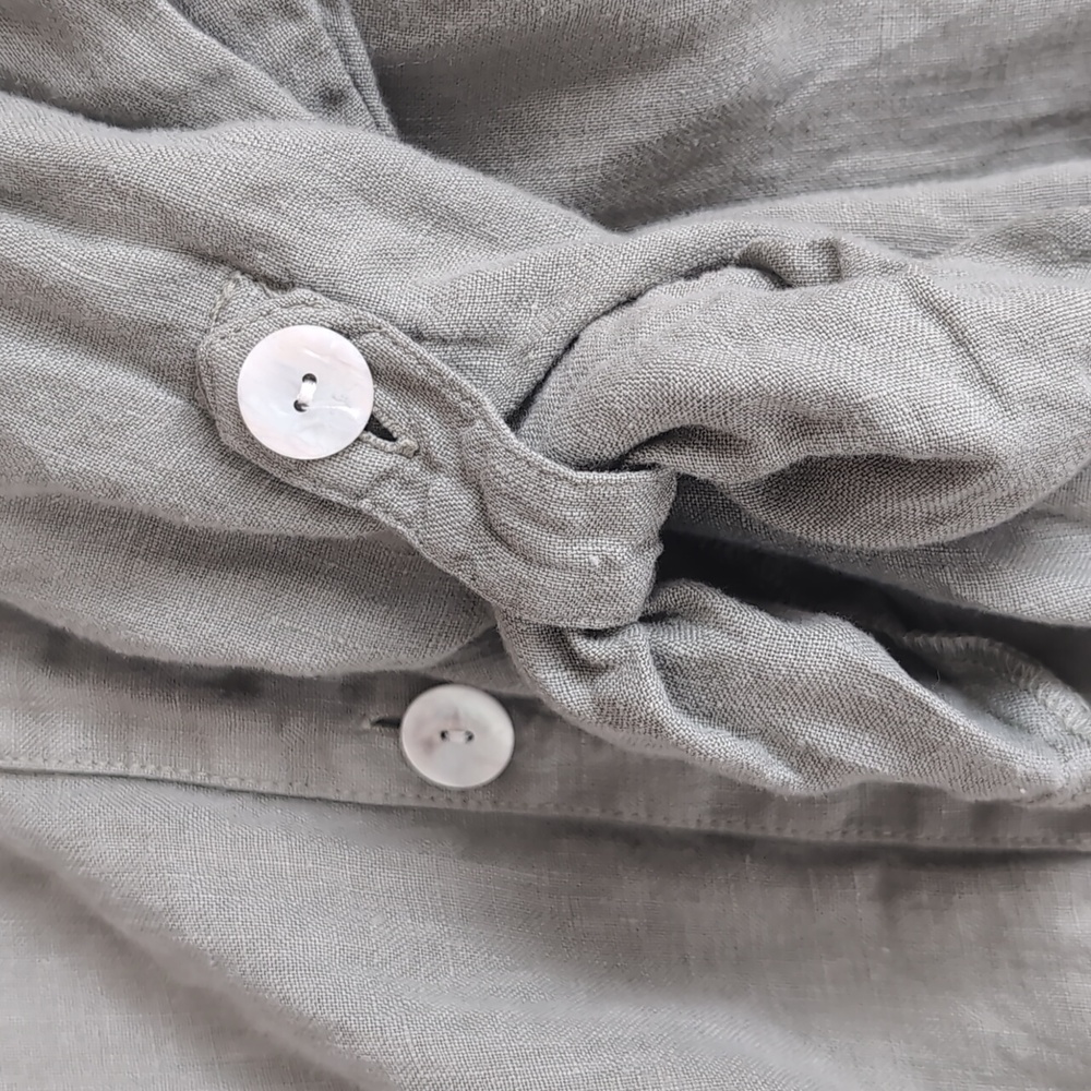 Long Linen Zara Sage Green Medium Duster - Picture 5 of 6
